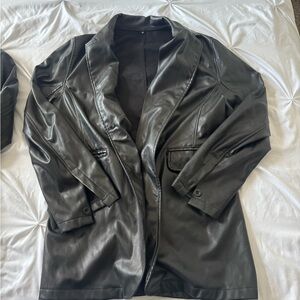 Black Faux Leather Blazer